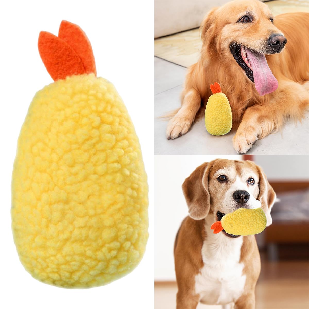 Fried Shrimp Shaped Plush Squeaky Dog & Cat Toy F9446