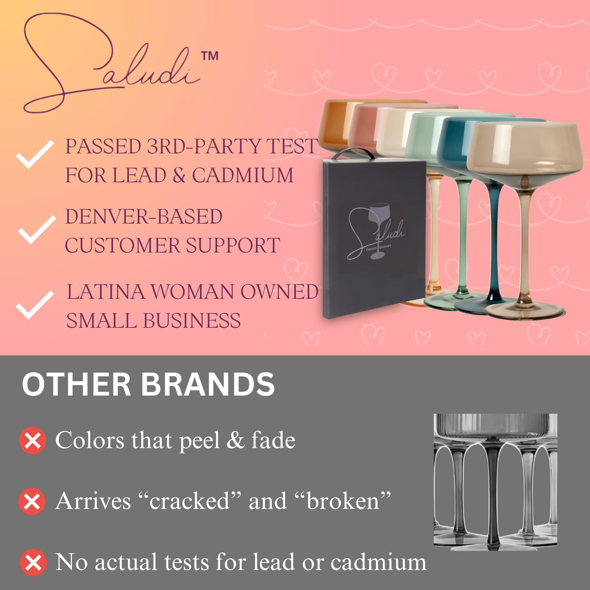 Colored Coupe Glasses Set of 6 Q4942