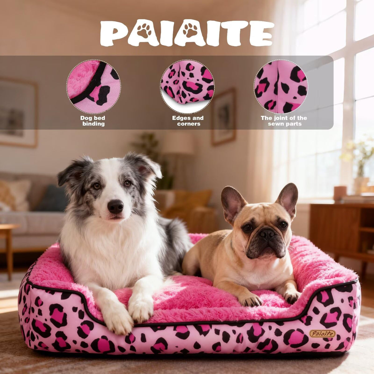 Washable Dog Bed Pink S Size G457