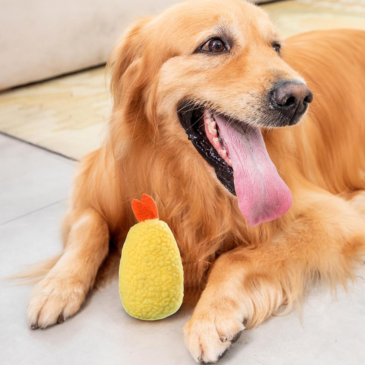 Fried Shrimp Shaped Plush Squeaky Dog & Cat Toy F9446