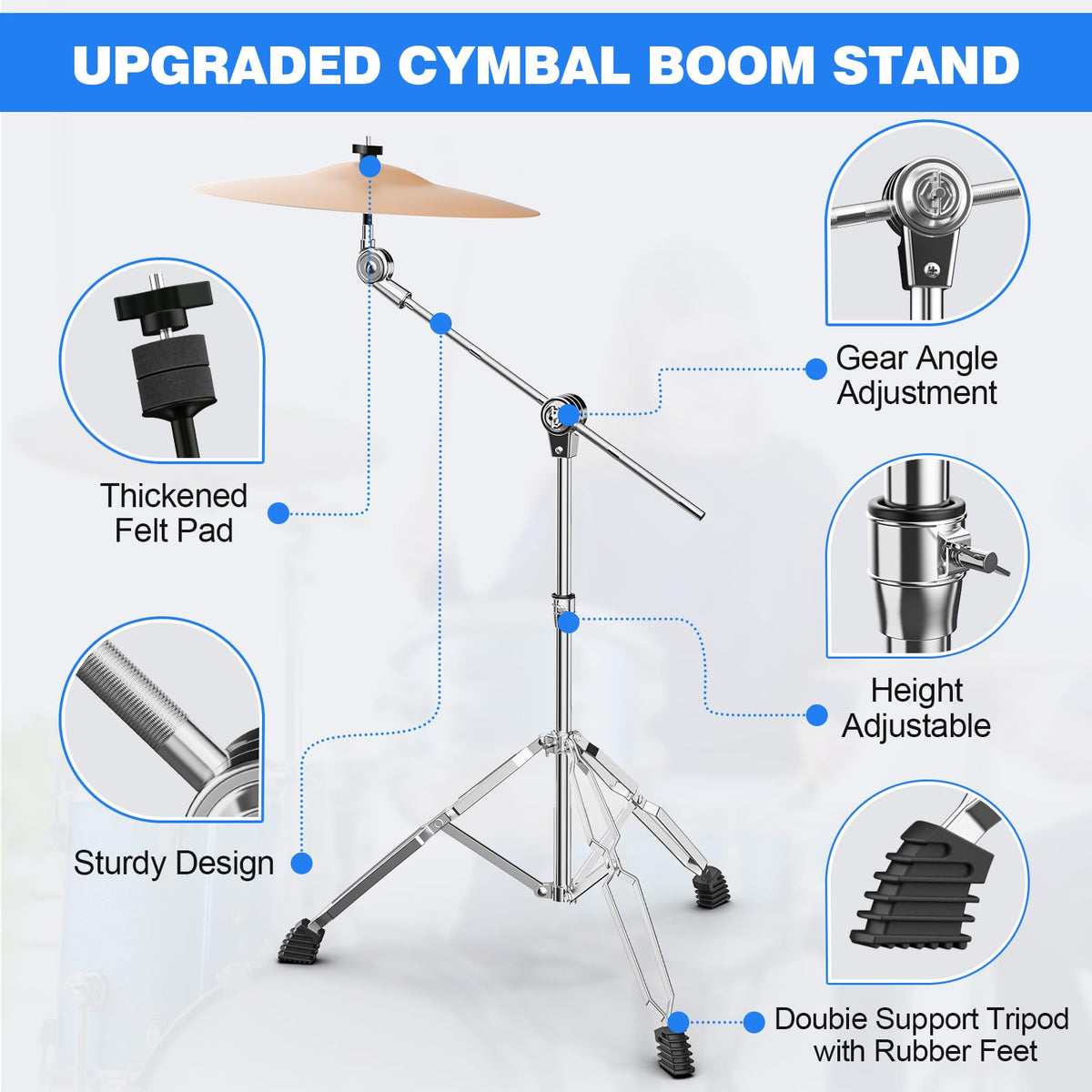 Adjustable Boom Cymbal Stand with Double Braced Legs V564154