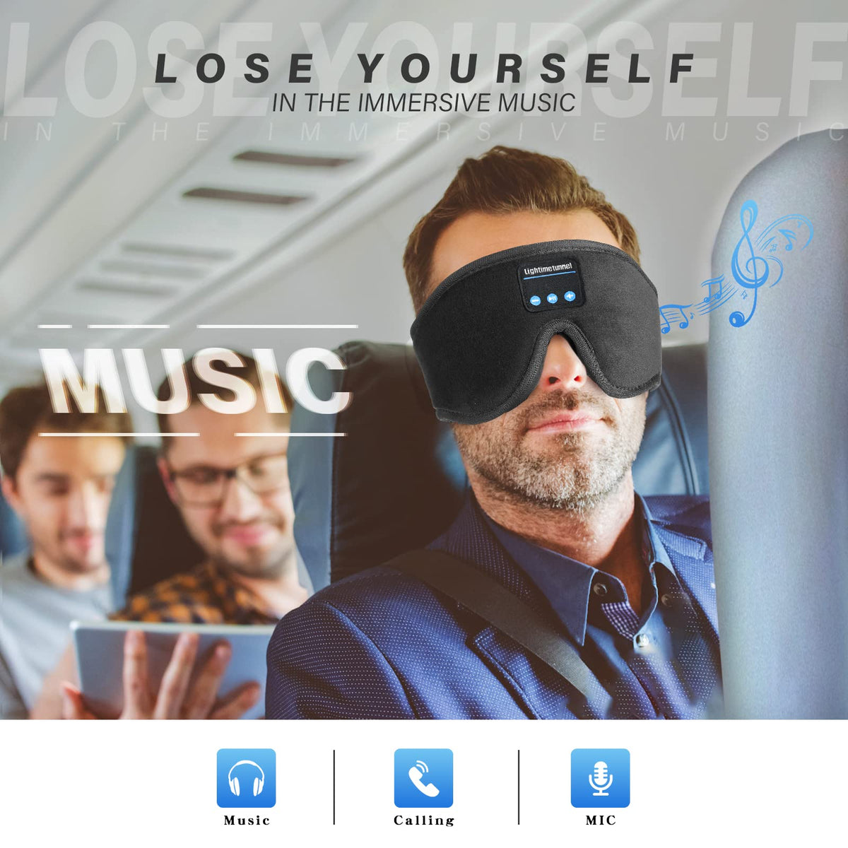 Bluetooth 5.0 Wireless 3D Eye Mask Sleep Headphones W44198