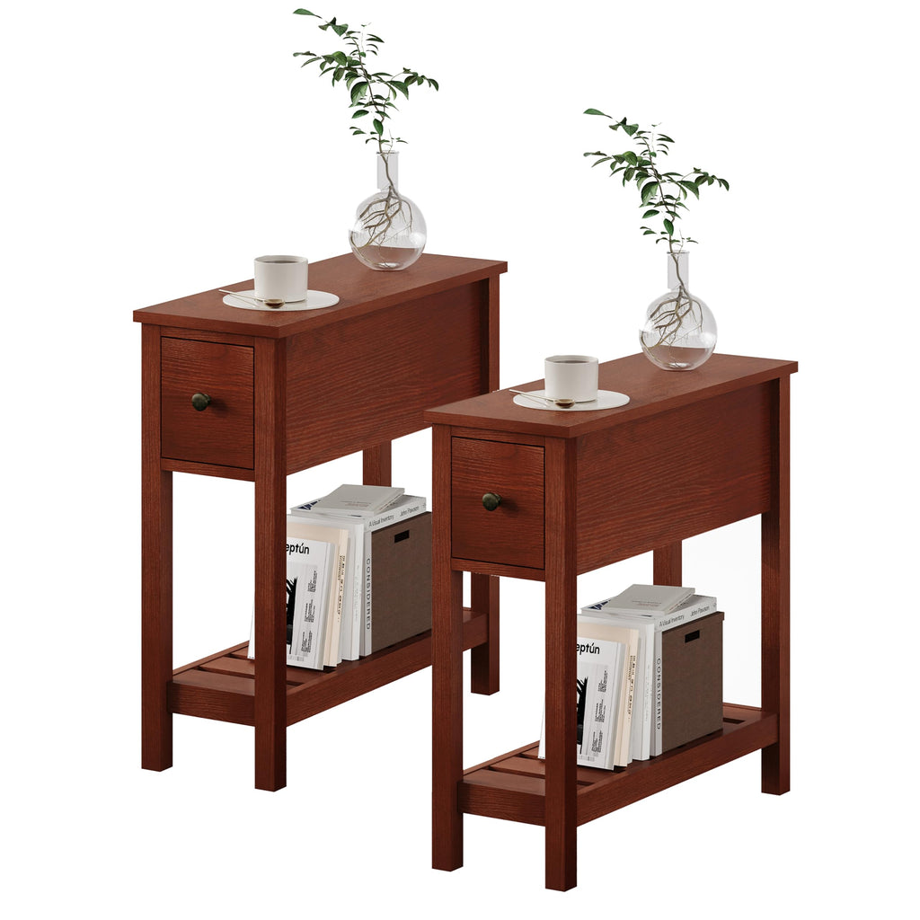 Narrow Side Table with Drawer Set of 2 K1837