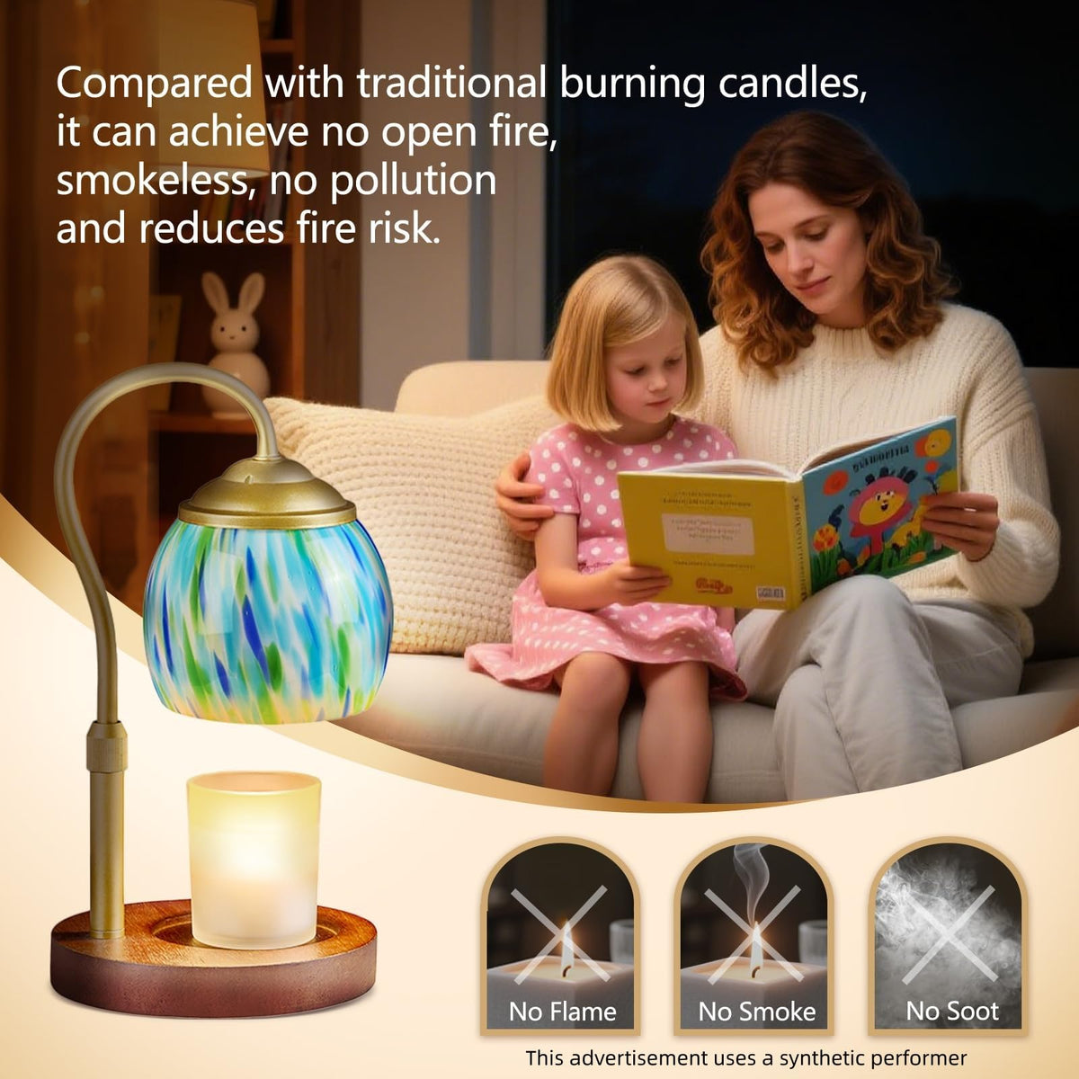 Blue Glass Candle Warmer Lamp H7580