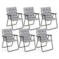 Folding Lawn Chairs Set of 6 Webbed Seat Heavy Duty Metal Frame F491397