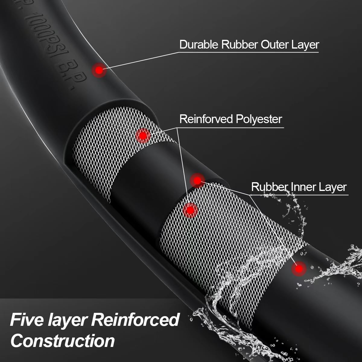 100FT x 3/4" Heavy Duty Rubber Garden Hose H7074
