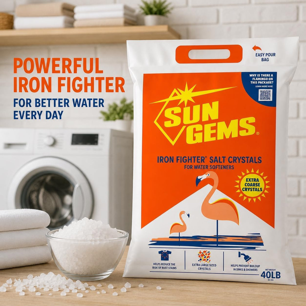 Water Softener Salt Crystals 40 lb Extra Coarse Q65413
