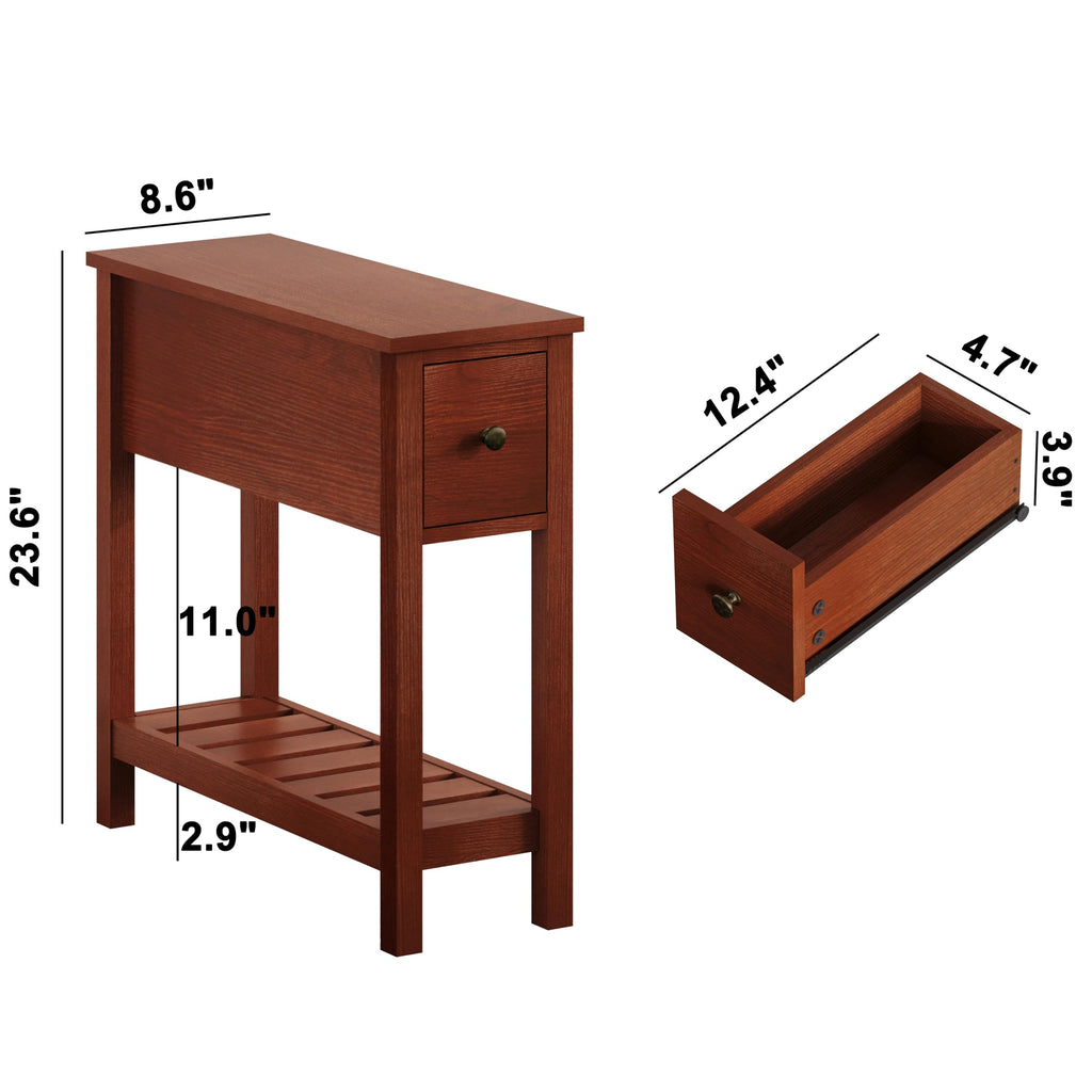 Narrow Side Table with Drawer Set of 2 K1837