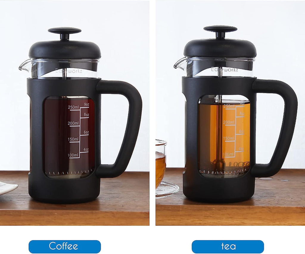 French Press 12 oz, Stainless Steel Espresso Cup 2pcs Set Double Wall Insulated 5 oz I6389
