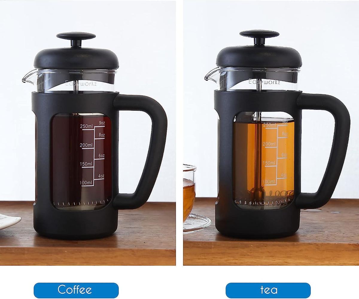 French Press 12 oz, Stainless Steel Espresso Cup 2pcs Set Double Wall Insulated 5 oz I6389
