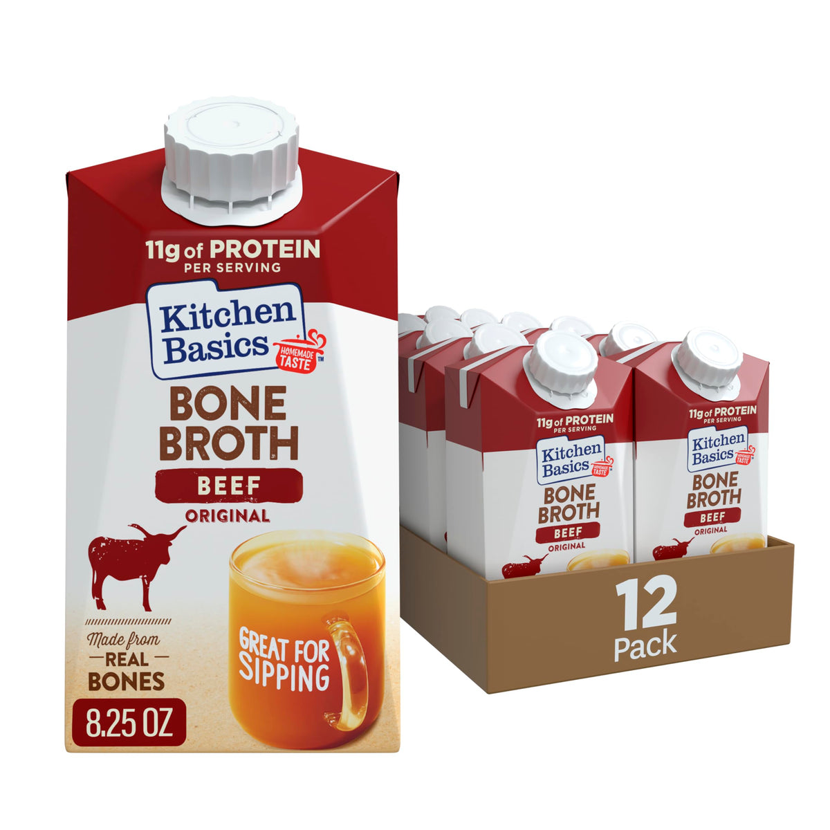 Beef Bone Broth 8.25 oz Carton Pack of 12 X127