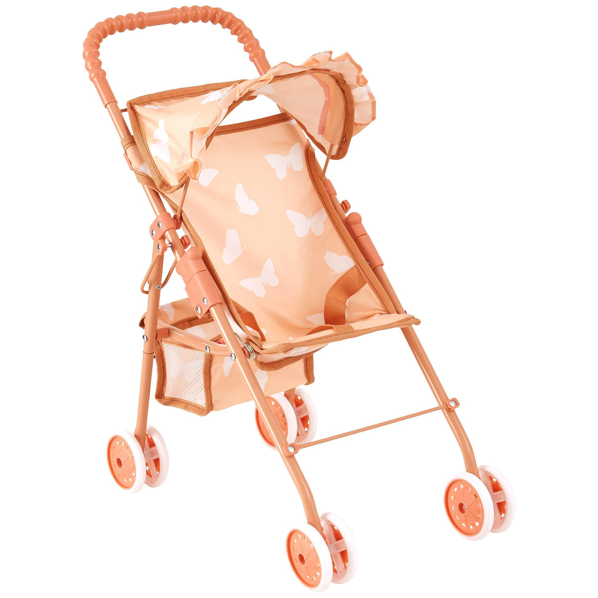 Baby Doll Stroller with Storage Basket, Foldable Frame, Canopy, Seatbelt K868