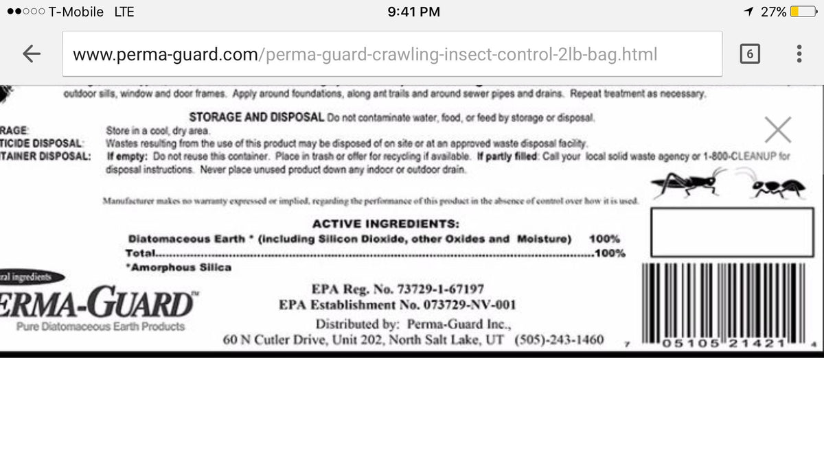 Diatomaceous Earth Powder 2 Pound Bag V80897