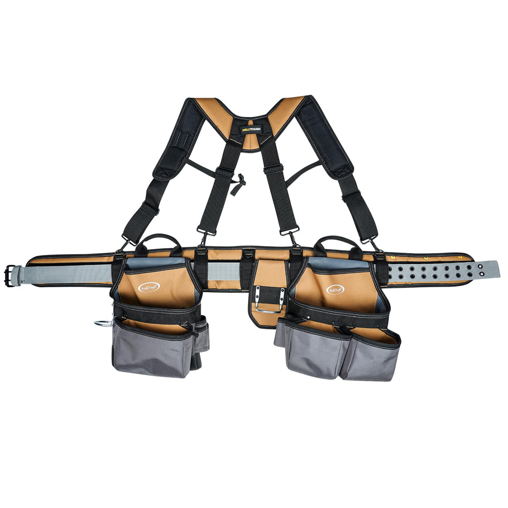 Khaki 28-Pocket Tool Belt and Suspenders U127