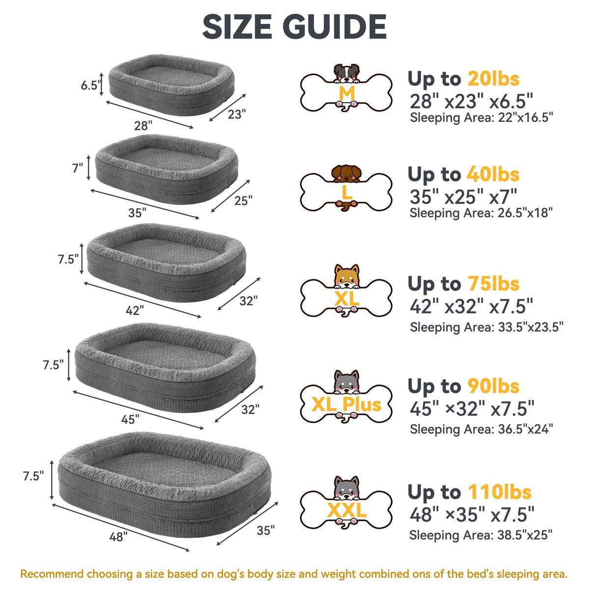 XL Grey Memory Foam Orthopedic Dog Bed with Washable Cover N425985