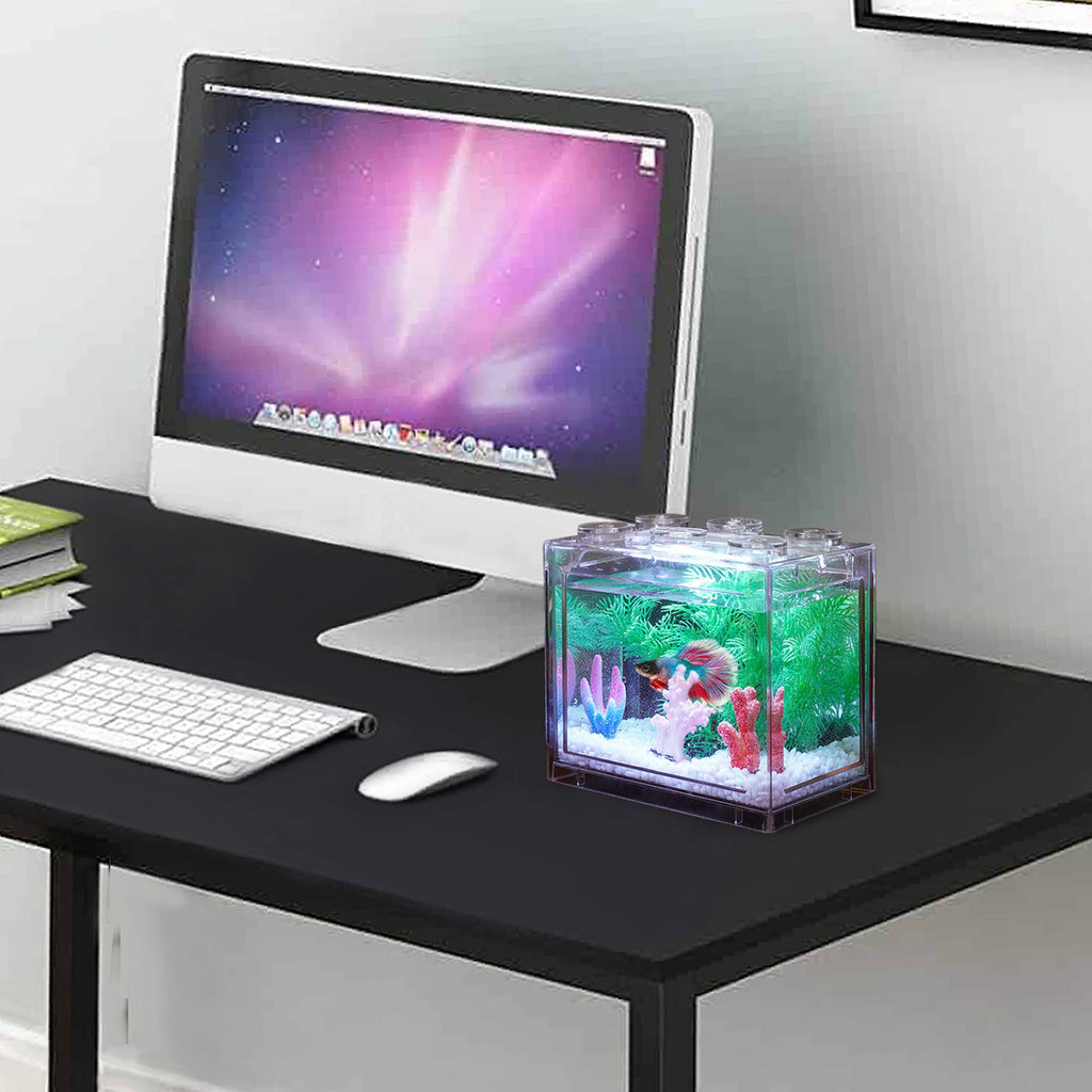 0.6 Gallon Betta Fish Tank Aquarium Kit with LED Lighting E384096