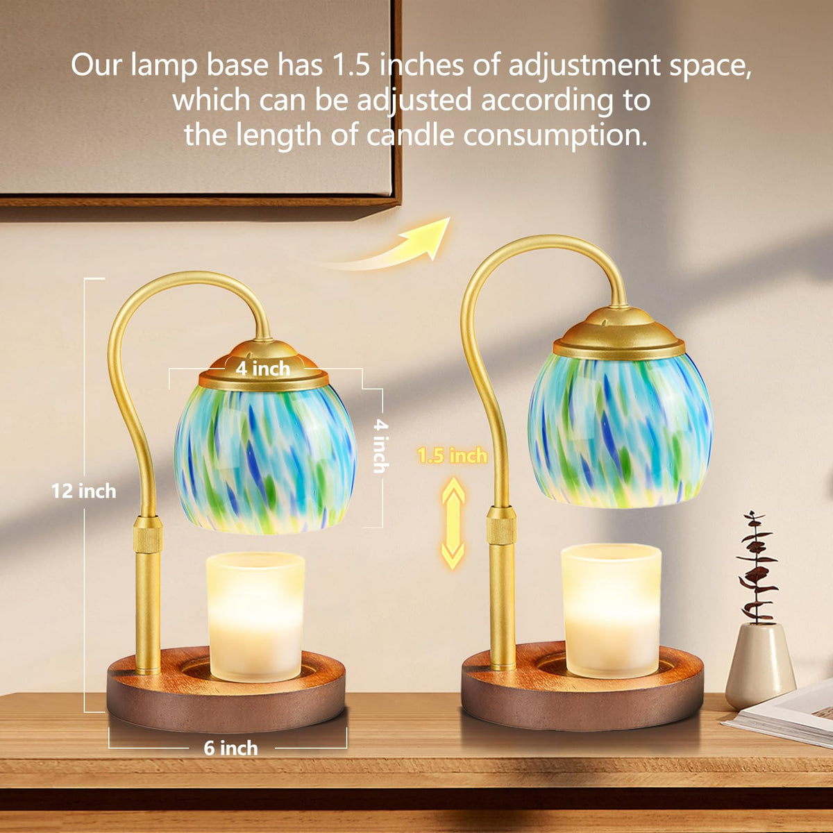 Blue Glass Candle Warmer Lamp H7580