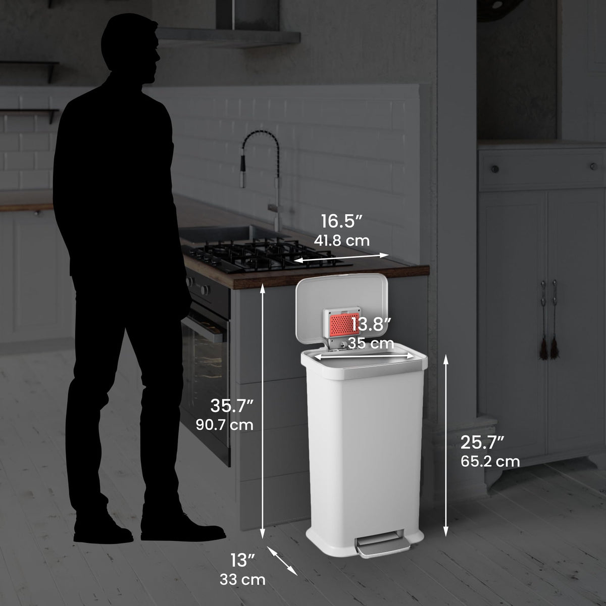 13.2 Gal Step Pedal Kitchen Trash Can with Odor Filter G457