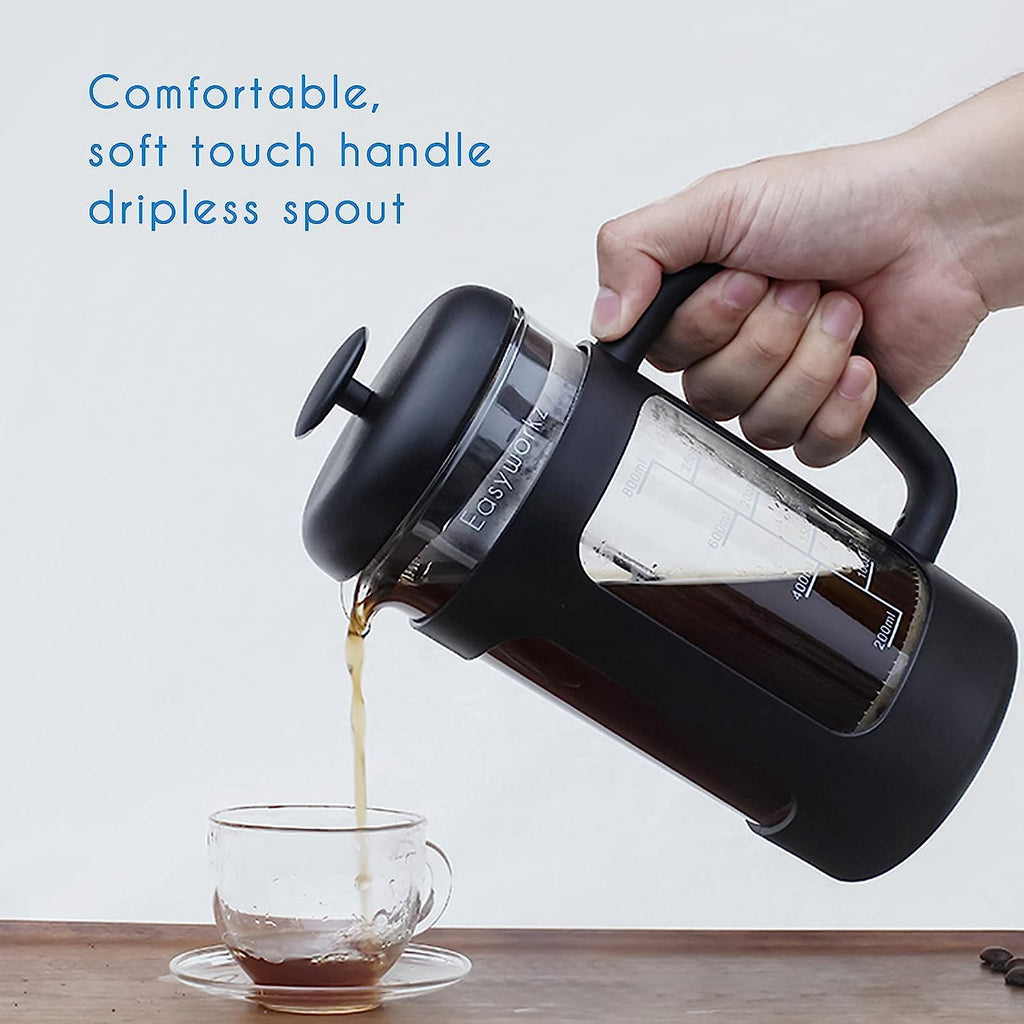 French Press 12 oz, Stainless Steel Espresso Cup 2pcs Set Double Wall Insulated 5 oz I6389