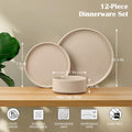 Stoneware Dinnerware Set with Pasta Bowls, Set of 4 T129