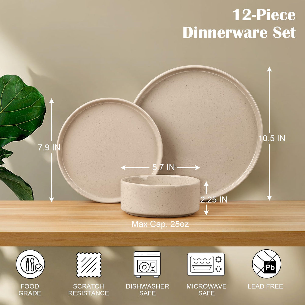 Stoneware Dinnerware Set with Pasta Bowls, Set of 4 T129