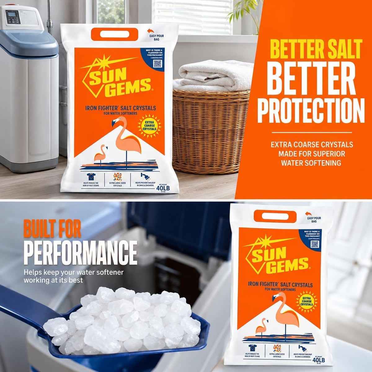 Water Softener Salt Crystals 40 lb Extra Coarse Q65413