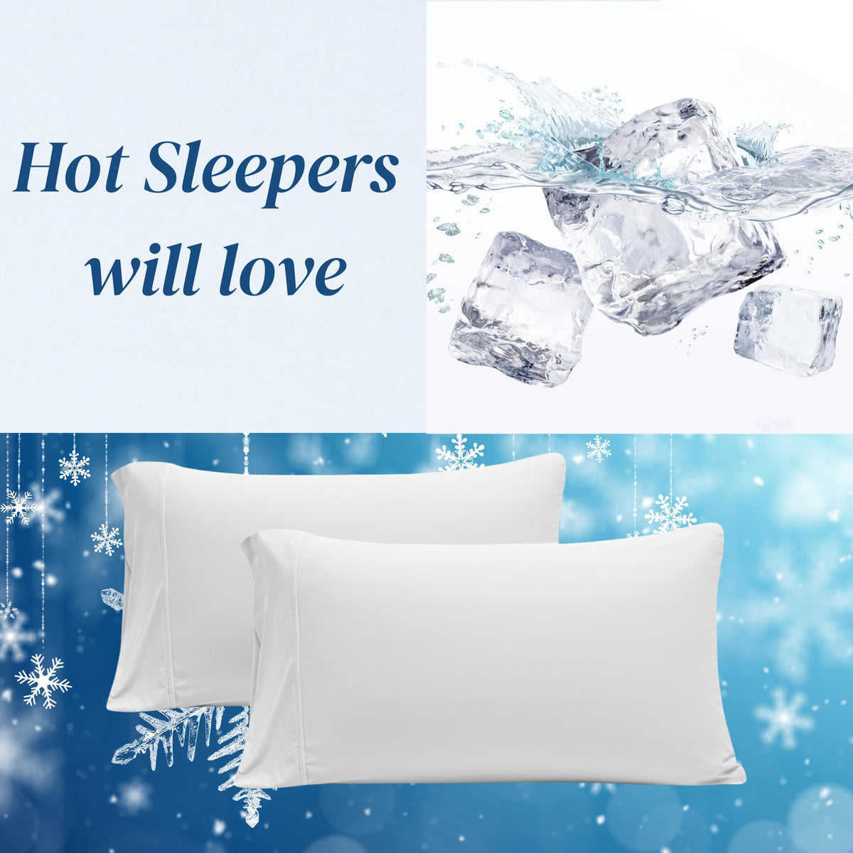 King Size Soft Down Alternative Bed Pillows with Cooling Pillowcases F309