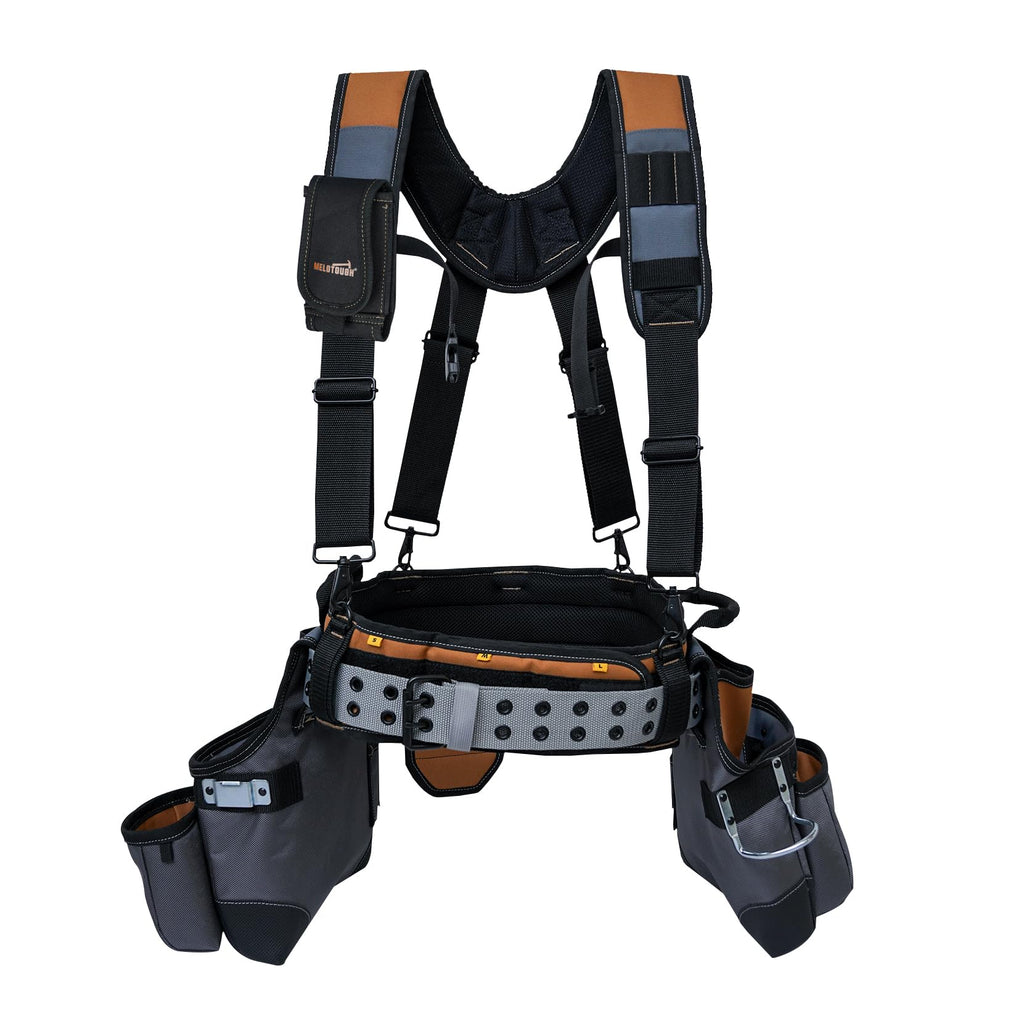 Khaki 28-Pocket Tool Belt and Suspenders U127