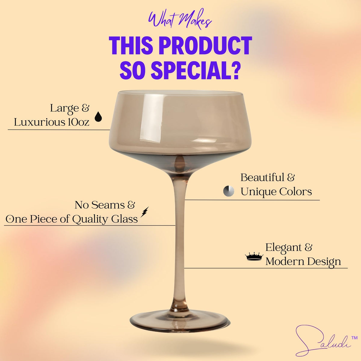 Colored Coupe Glasses Set of 6 Q4942