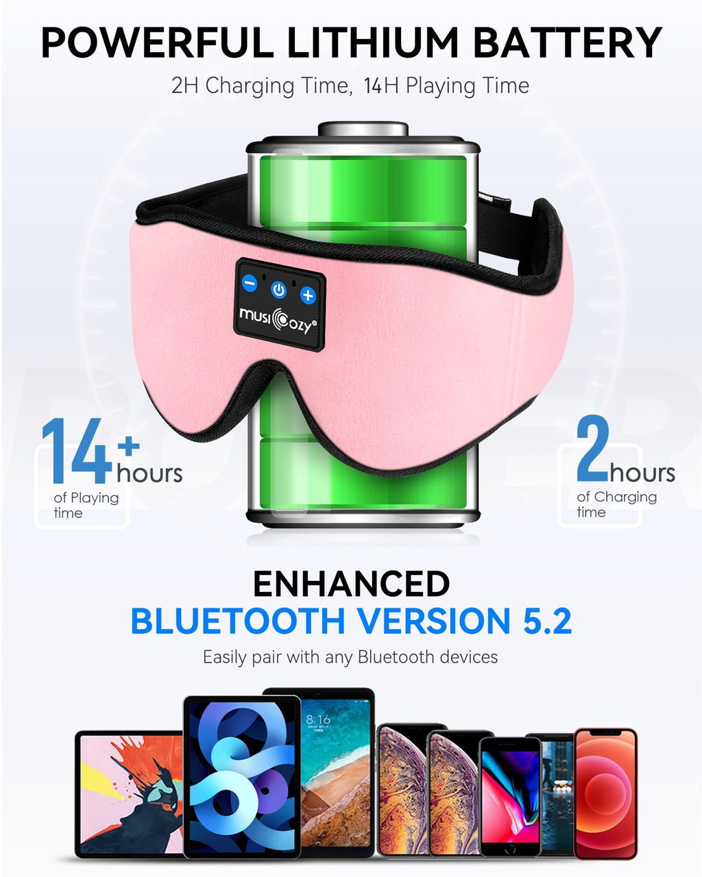 3D Bluetooth Sleep Mask with HD Stereo Sound, 2 Packs K84747