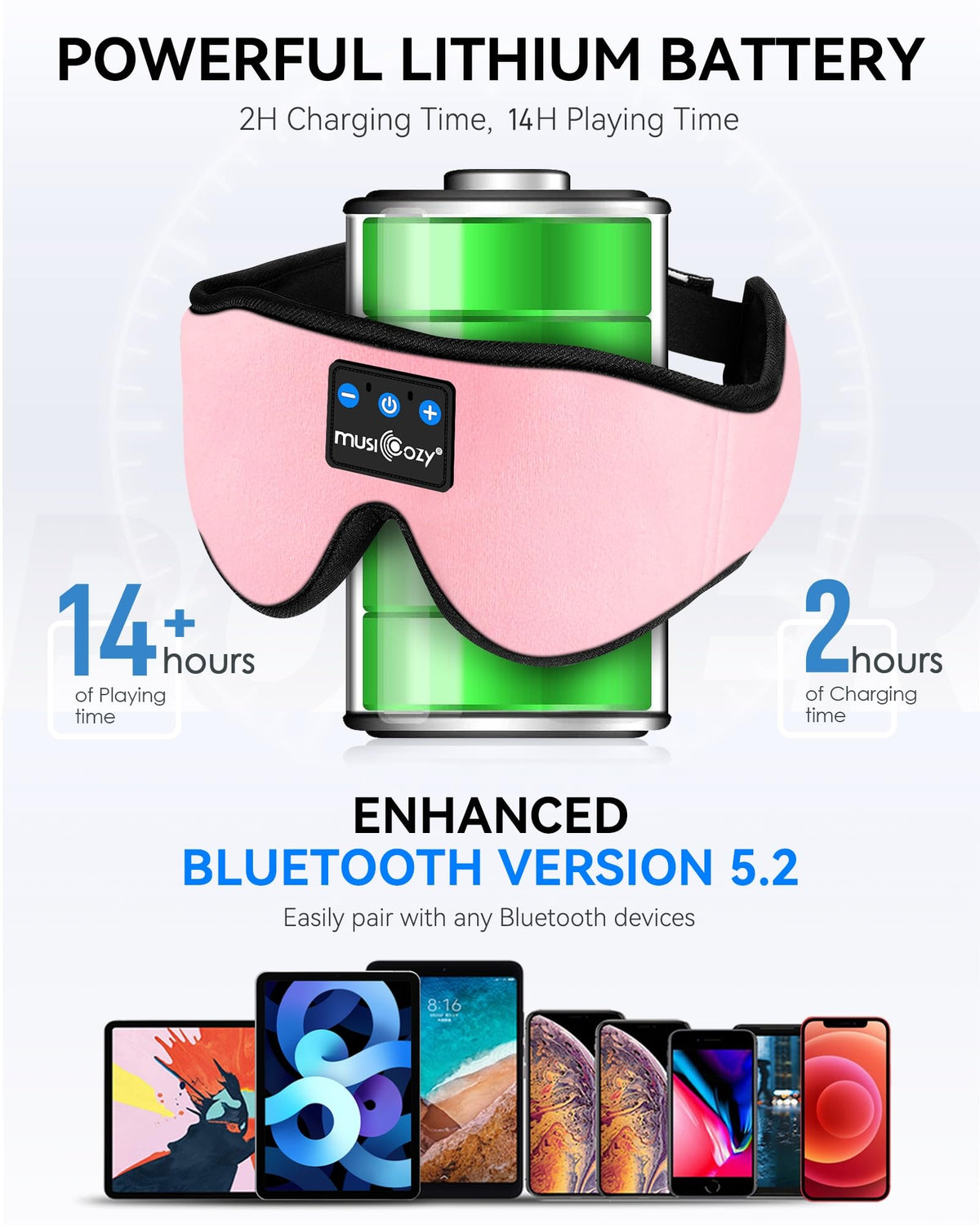 3D Bluetooth Sleep Mask with HD Stereo Sound, 2 Packs K84747