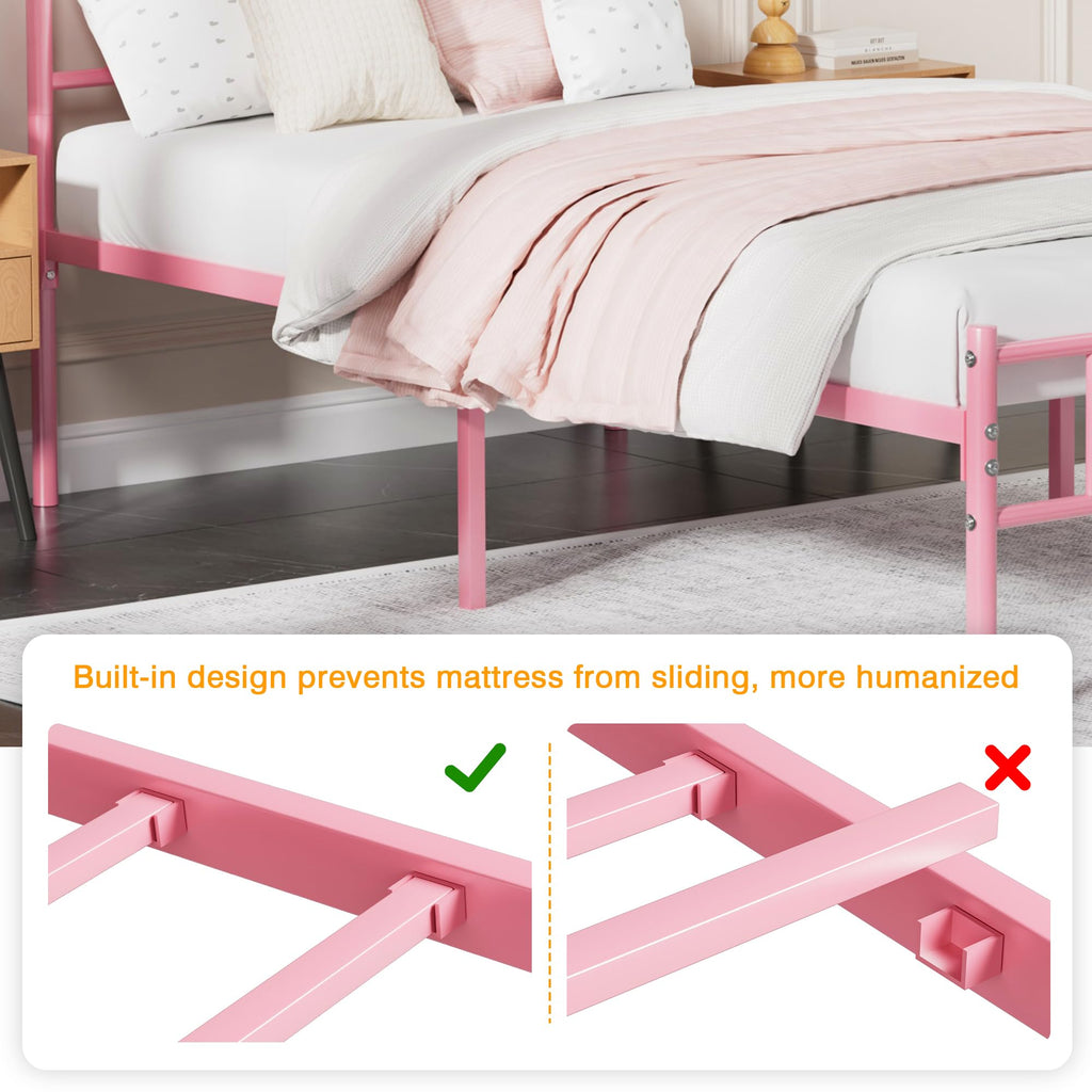 Twin Size Metal Bed Frame with Headboard and Footboard S94548