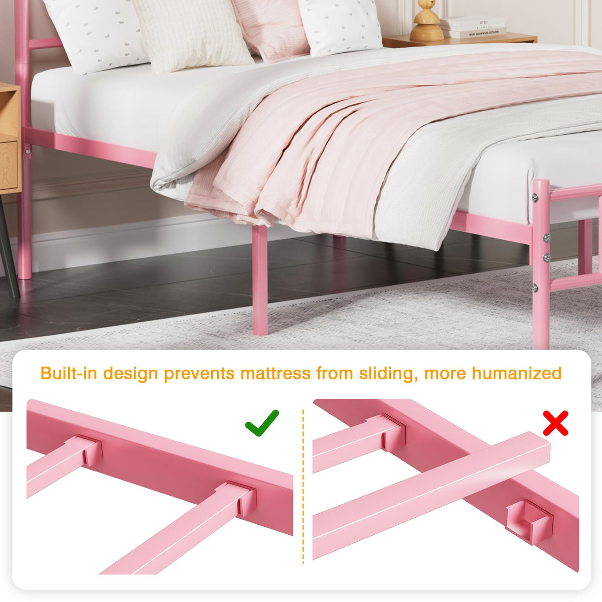 Twin Size Metal Bed Frame with Headboard and Footboard S94548