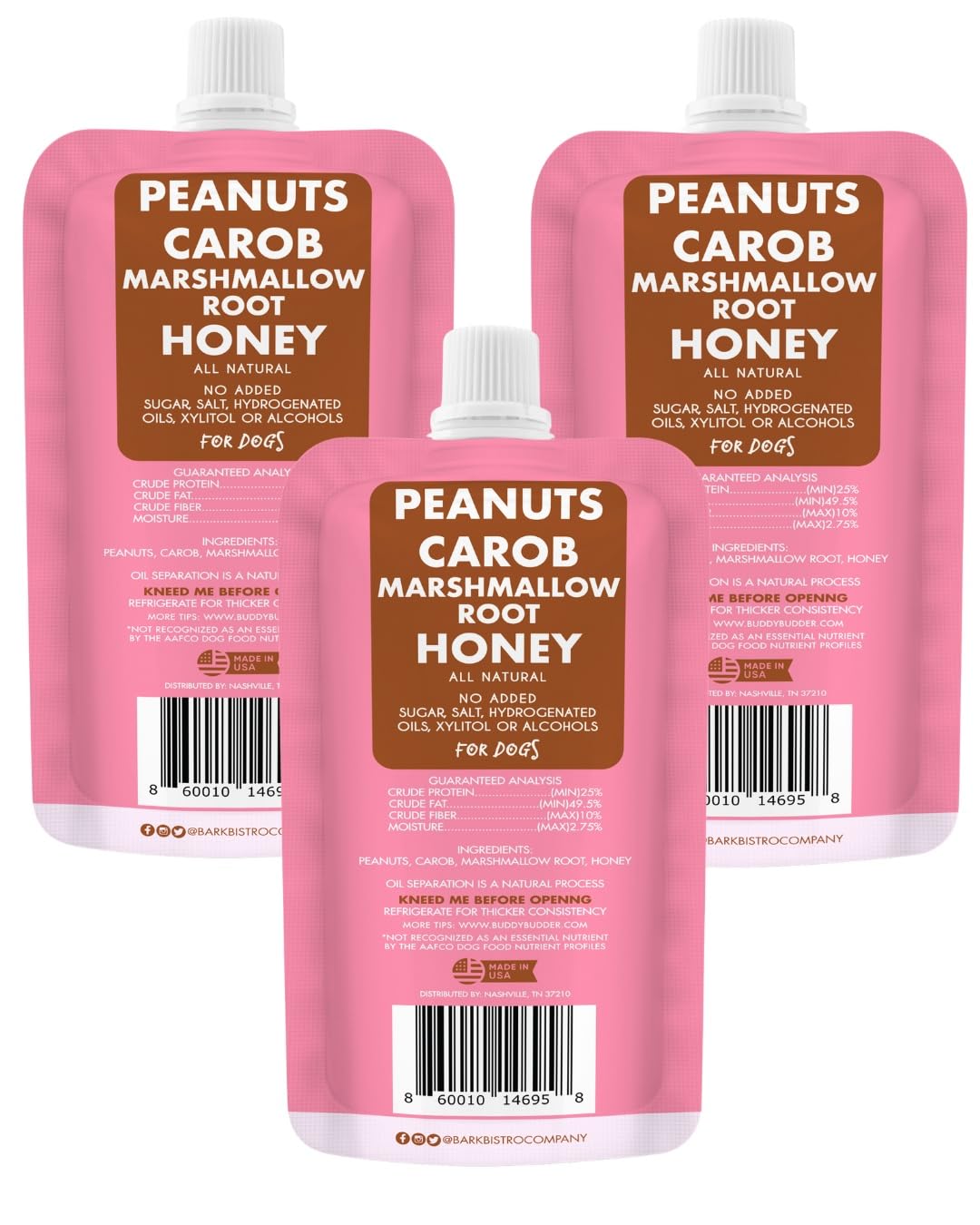 Peanut Butter Dog Treats 3-Pack 4oz Squeeze Packs X13965