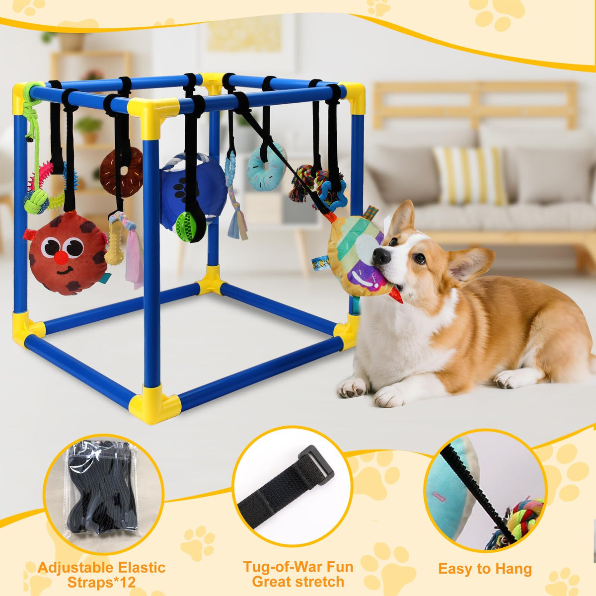 12 Toys Puppy Play Gym with Squeaky Toys S674