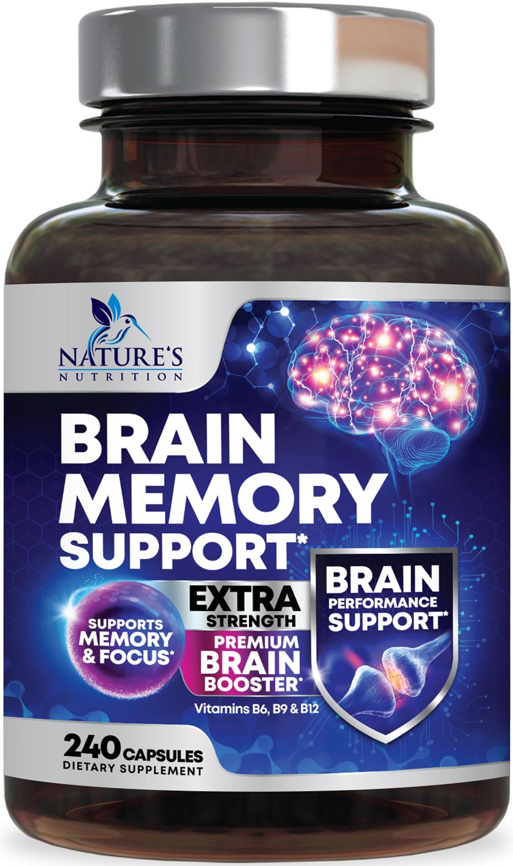 Brain Memory Supplement Pills 240 Capsules C846