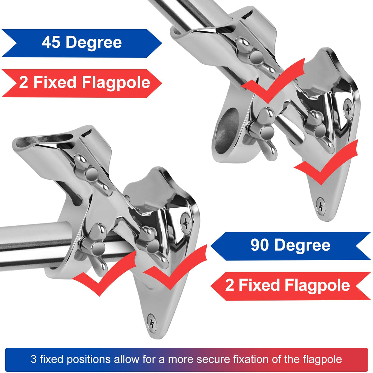 316 Stainless Steel Flag Pole Holder, 2 Position 1 in A61798