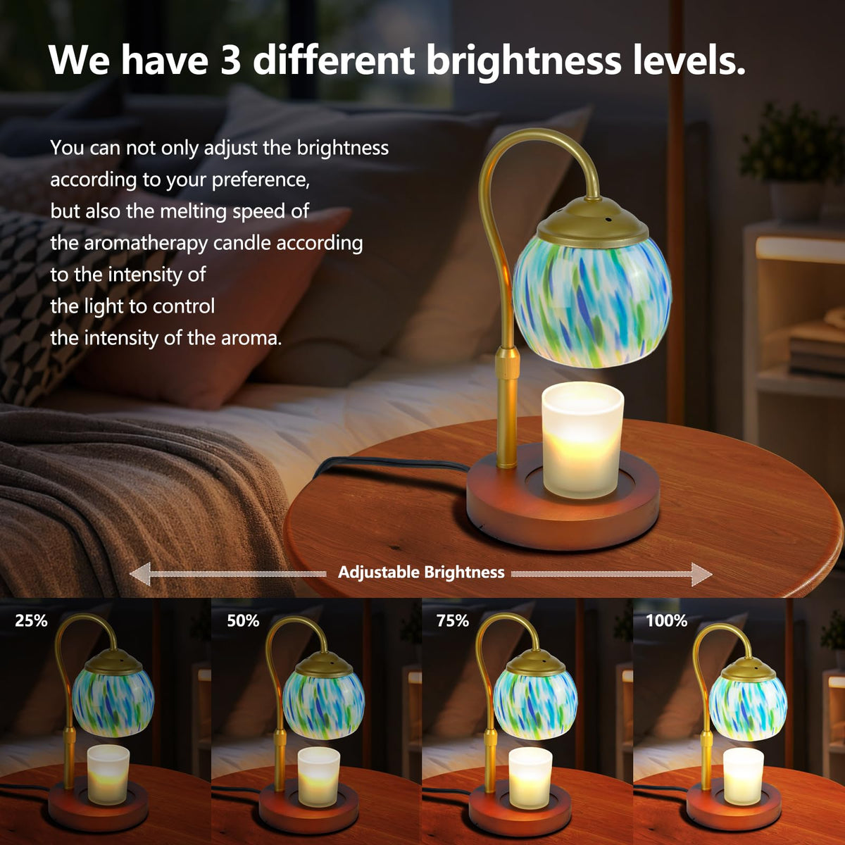 Blue Glass Candle Warmer Lamp H7580