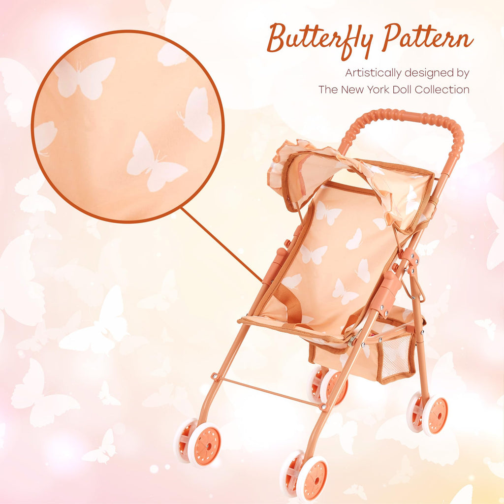 Baby Doll Stroller with Storage Basket, Foldable Frame, Canopy, Seatbelt K868