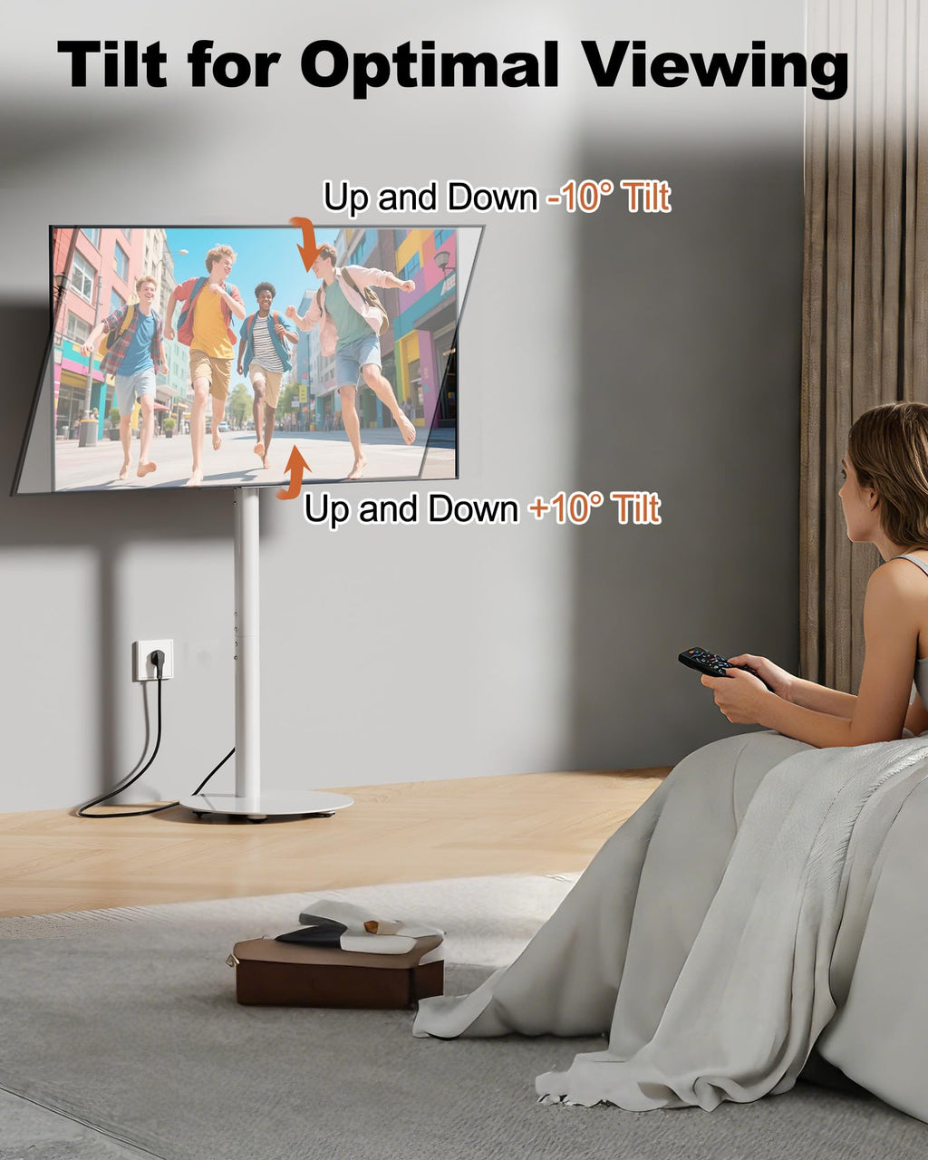 White Rolling TV Stand for 32-55 Inch TVs T644
