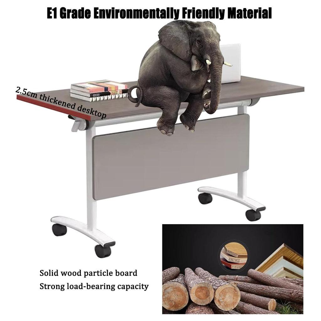 Gray Wood Folding Table with Steel Frame Z646760
