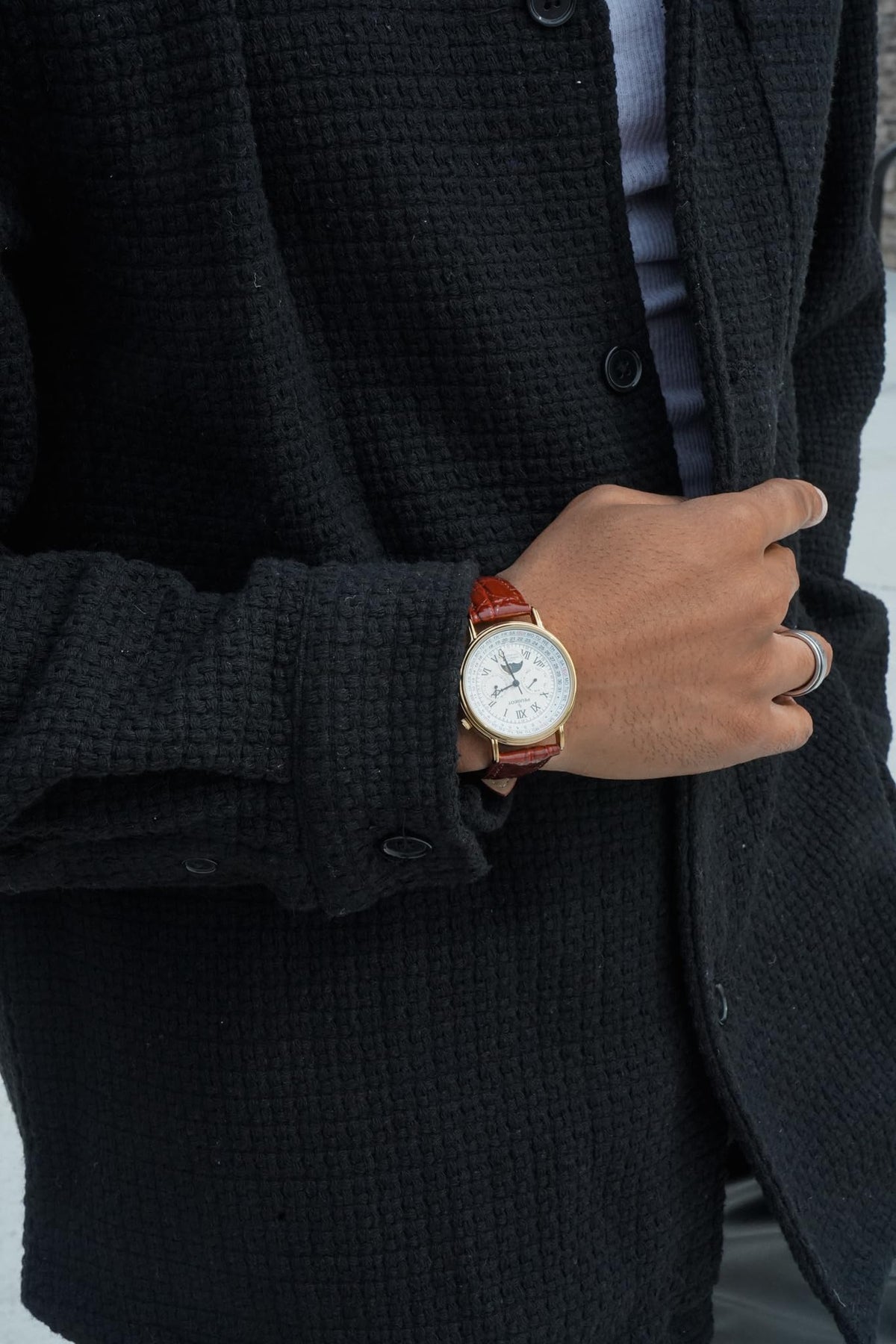 Gold Tone Leather Watch W710467