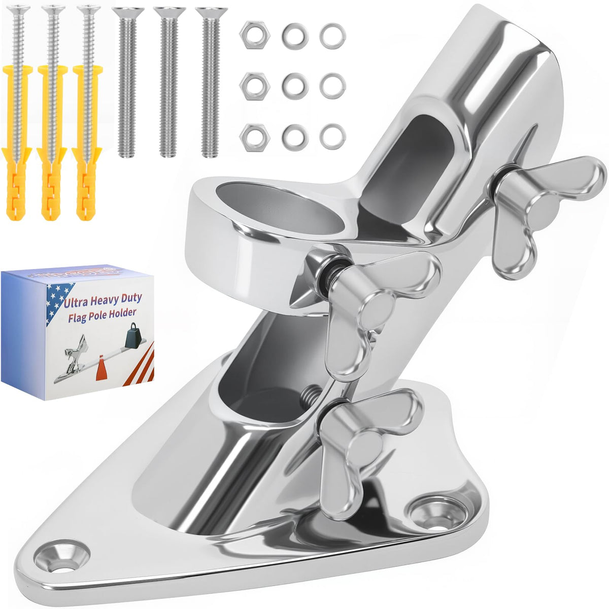 316 Stainless Steel Flag Pole Holder, 2 Position 1 in A61798