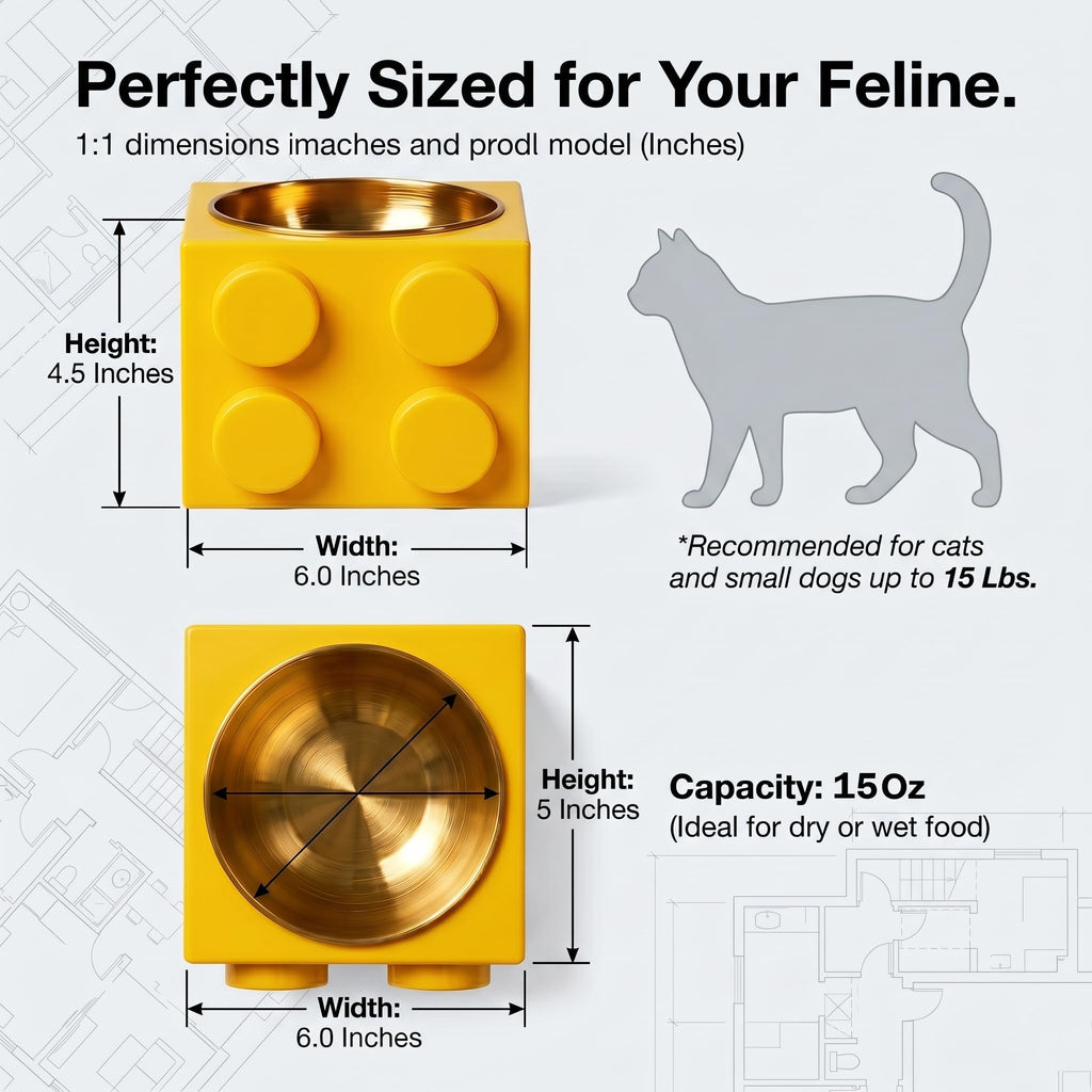 Elevated Cat Dog Bowl Set Stainless Steel Non-Slip Q712