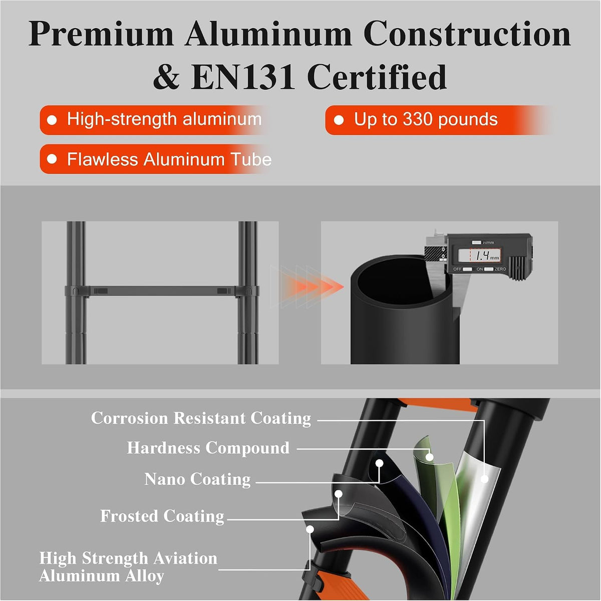 16.5 FT 330 Lbs Aluminum Telescoping Ladder S129257