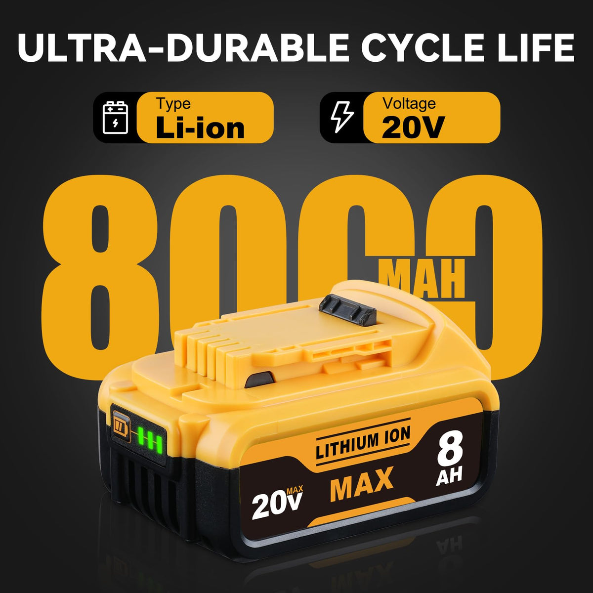 8.0Ah 2-Pack Rechargeable Replacement Battery D54045