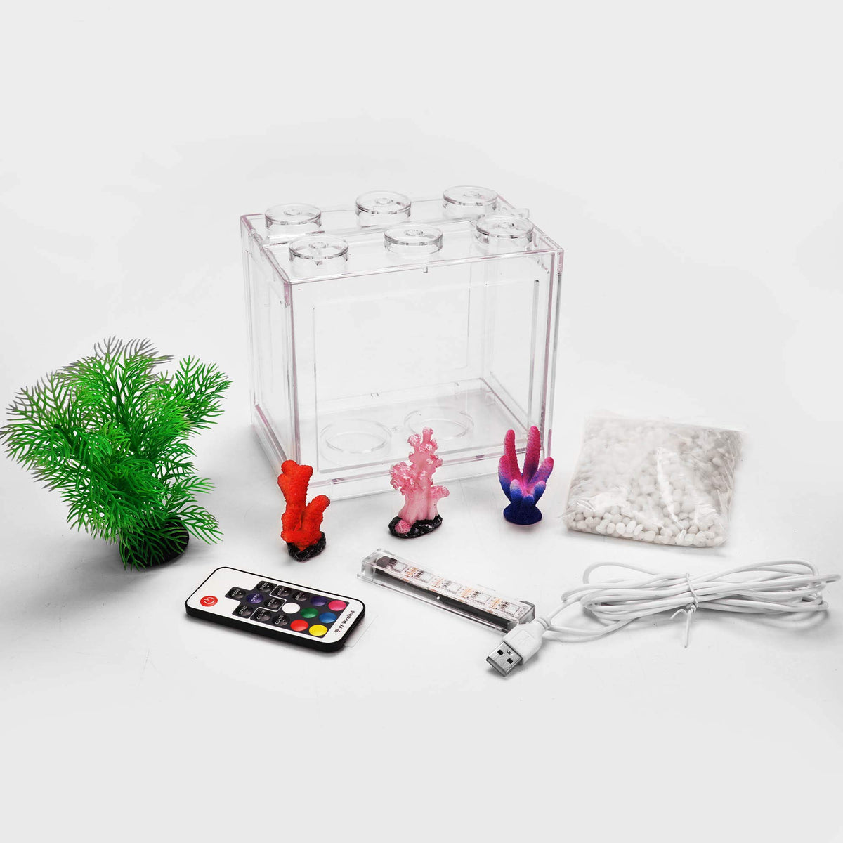 0.6 Gallon Betta Fish Tank Aquarium Kit with LED Lighting E384096