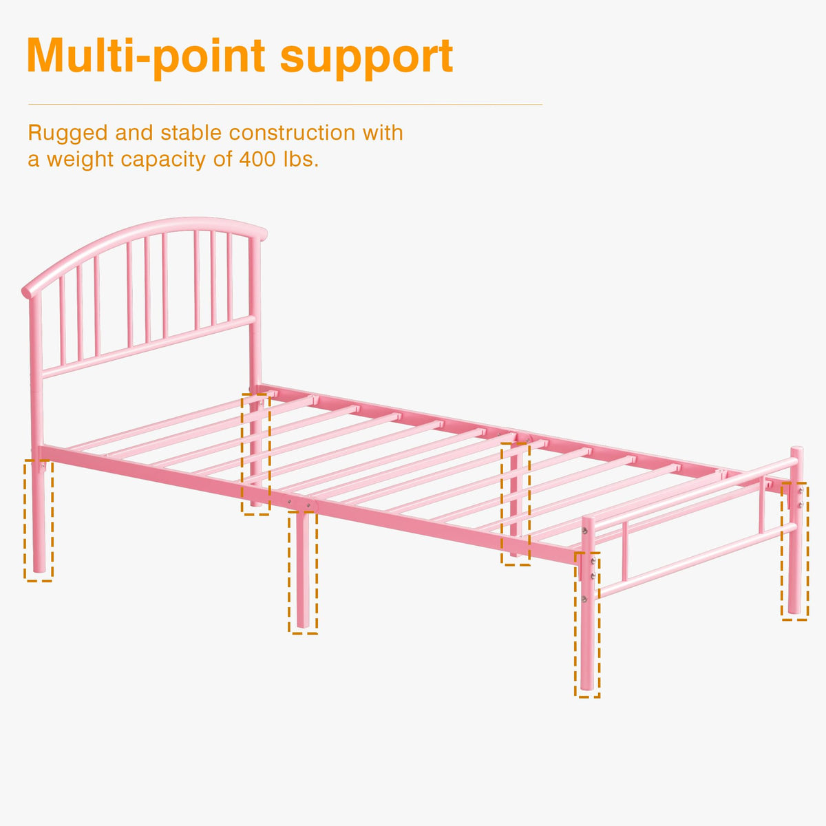 Twin Size Metal Bed Frame with Headboard and Footboard S94548