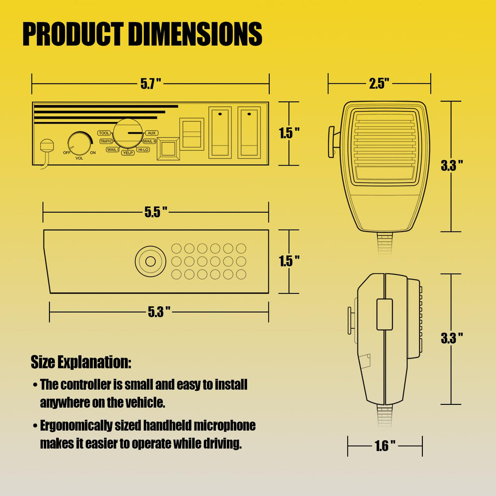 200W 12V 9 Tone Emergency Siren System L3861