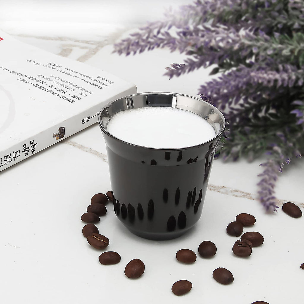 French Press 12 oz, Stainless Steel Espresso Cup 2pcs Set Double Wall Insulated 5 oz I6389